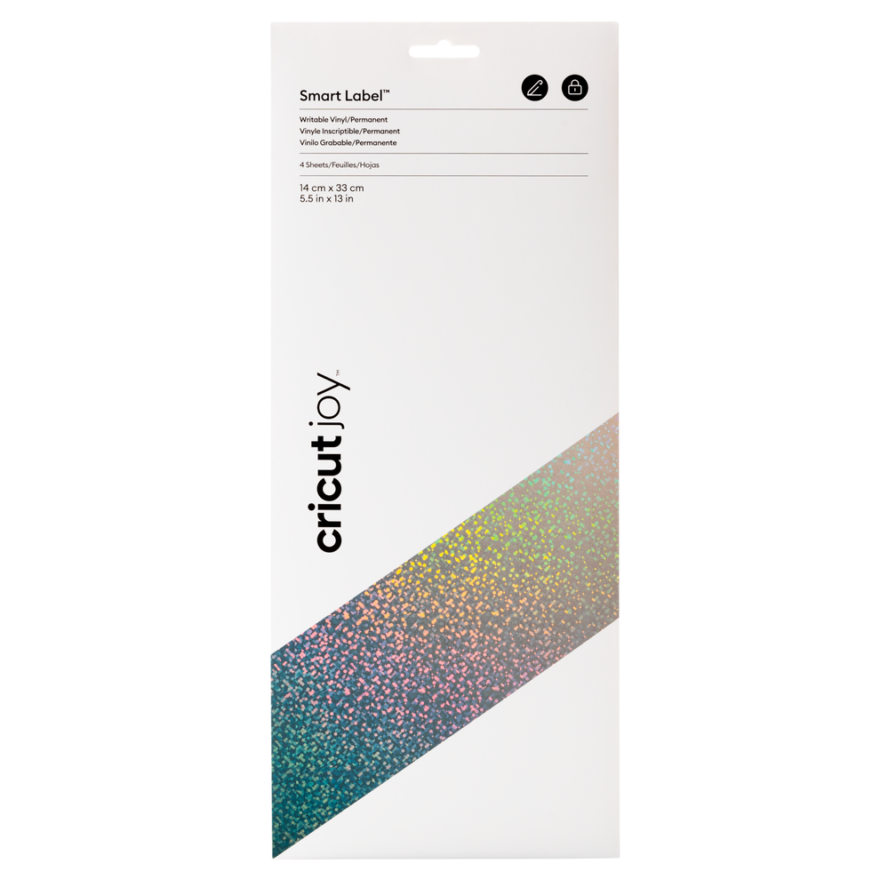 CRICUT JOY SMART PERMANENT LABEL - WRITABLE VINYL SILVER HOLOGRAPHIC - 4 SHEETS / 14 CM X 33 CM