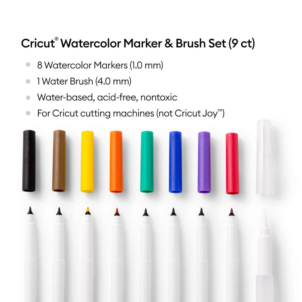 CRICUT WATERCOLOUR MARKERS & BRUSH SET 9 PIECE