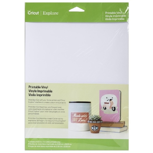 [093573533167] CRICUT PRINTABLE VINYL 31.5X28 CM IN 10 PACK
