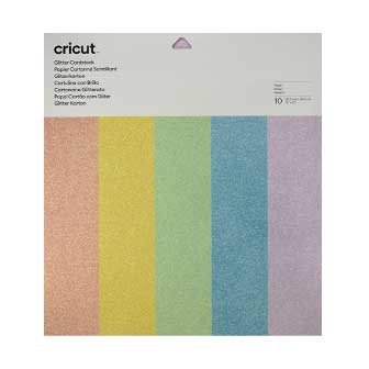 [093573957680] CRICUT GLITTER CARDSTOCK 30X30CM 10-SHEET SAMPLER/PASTEL